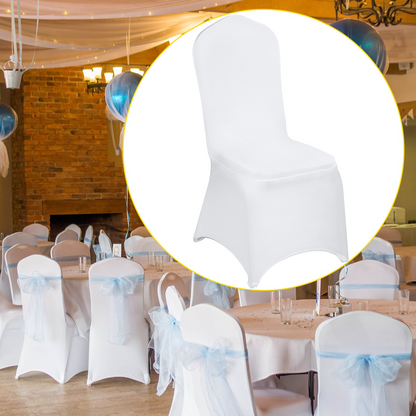 VEVOR Stretch Spandex Folding Chair Covers, Universal Fitted Chair Cover, Removable Washable Protective Slipcovers, for Wedding, Holiday, Banquet, Party, Celebration, Dining (100PCS White)