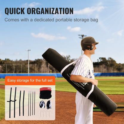 VEVOR 7x7 ft Baseball Softball Practice Net, Portable Baseball Training Net for Hitting Batting Catching Pitching, Backstop Baseball Equipment Training Aids with Bow Frame, Carry Bag, and Strike Zone