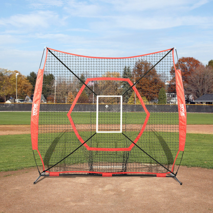 VEVOR 7x7 ft Baseball Softball Practice Net, Portable Baseball Training Net for Hitting Batting Catching Pitching, Backstop Baseball Equipment Training Aids with Bow Frame, Carry Bag, and Strike Zone