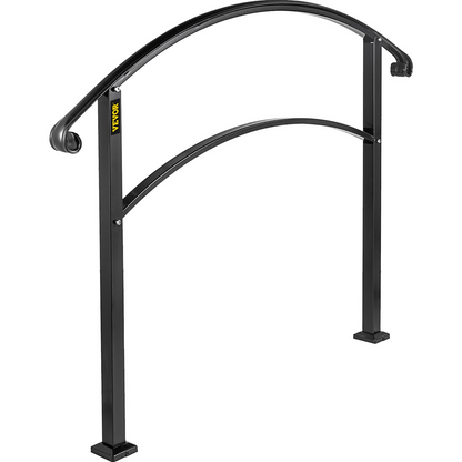 VEVOR Matte Black Wrought Iron Handrail - Adjustable for 1-4 Steps