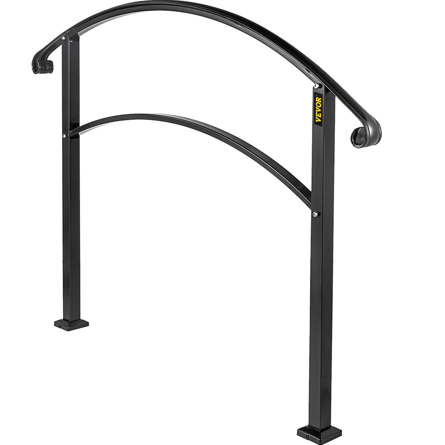 VEVOR Matte Black Wrought Iron Handrail - Adjustable for 1-4 Steps