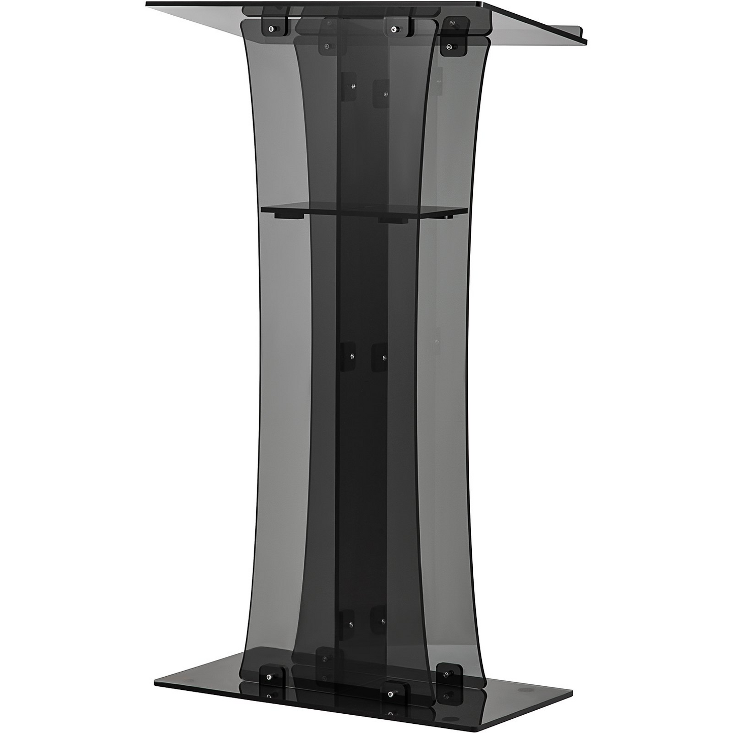 VEVOR Acrylic Pulpit, 47" Tall, Clear Podium Stand w/Wide Reading Surface & Storage Shelf, Floor-Standing Plexiglass Lectern for Church Office School, Black