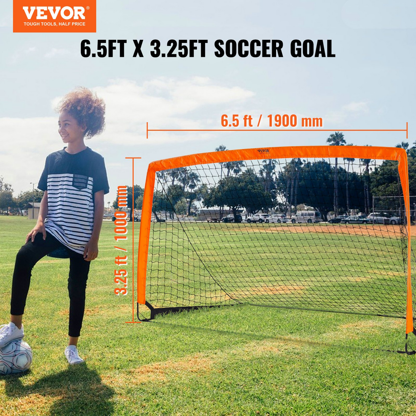 VEVOR Portable Soccer Goal, 6.5x3.25 ft Kids Backyard Soccer Net, Foldable Pop Up Practice Soccer Net, Mini Youth Training Soccer Goal Set, All-Weather Indoor Outdoor Soccer Goals with Carry Bag