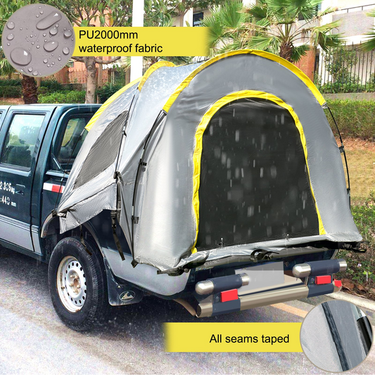 VEVOR Truck Tent 5-5.2’ Truck Bed Tent, Full-Size Pickup Tent, Waterproof Truck Camper, 2 Mesh Windows, Easy To Setup Truck Tents For Camping, Hiking, Fishing, Grey Color