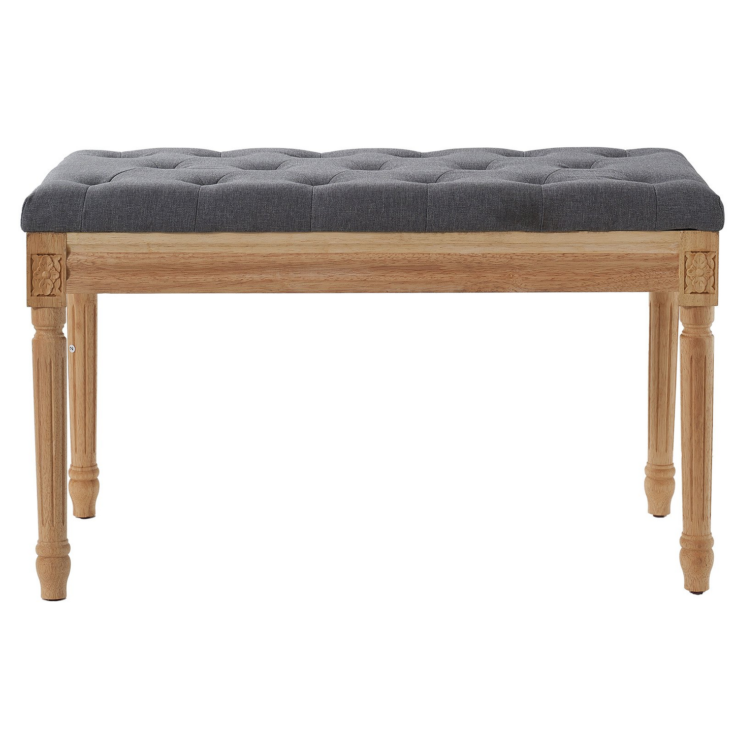 VEVOR Upholstered Bench, 16"W Ottoman Bench, End of Bed Bench with Foam Padded Cushion and Rubberwood Legs, Tufted Footrest Stool Entryway Bench for Dining Room, Living Room, Bedroom, Hallway, Gray