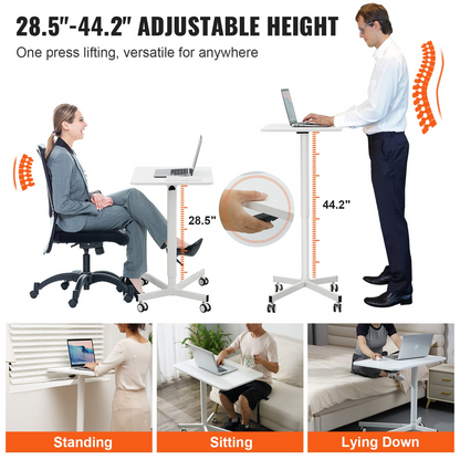 VEVOR Mobile Standing Desk | Height Adjustable Sit-Stand Laptop Cart