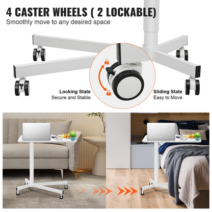 VEVOR Mobile Standing Desk | Height Adjustable Sit-Stand Laptop Cart