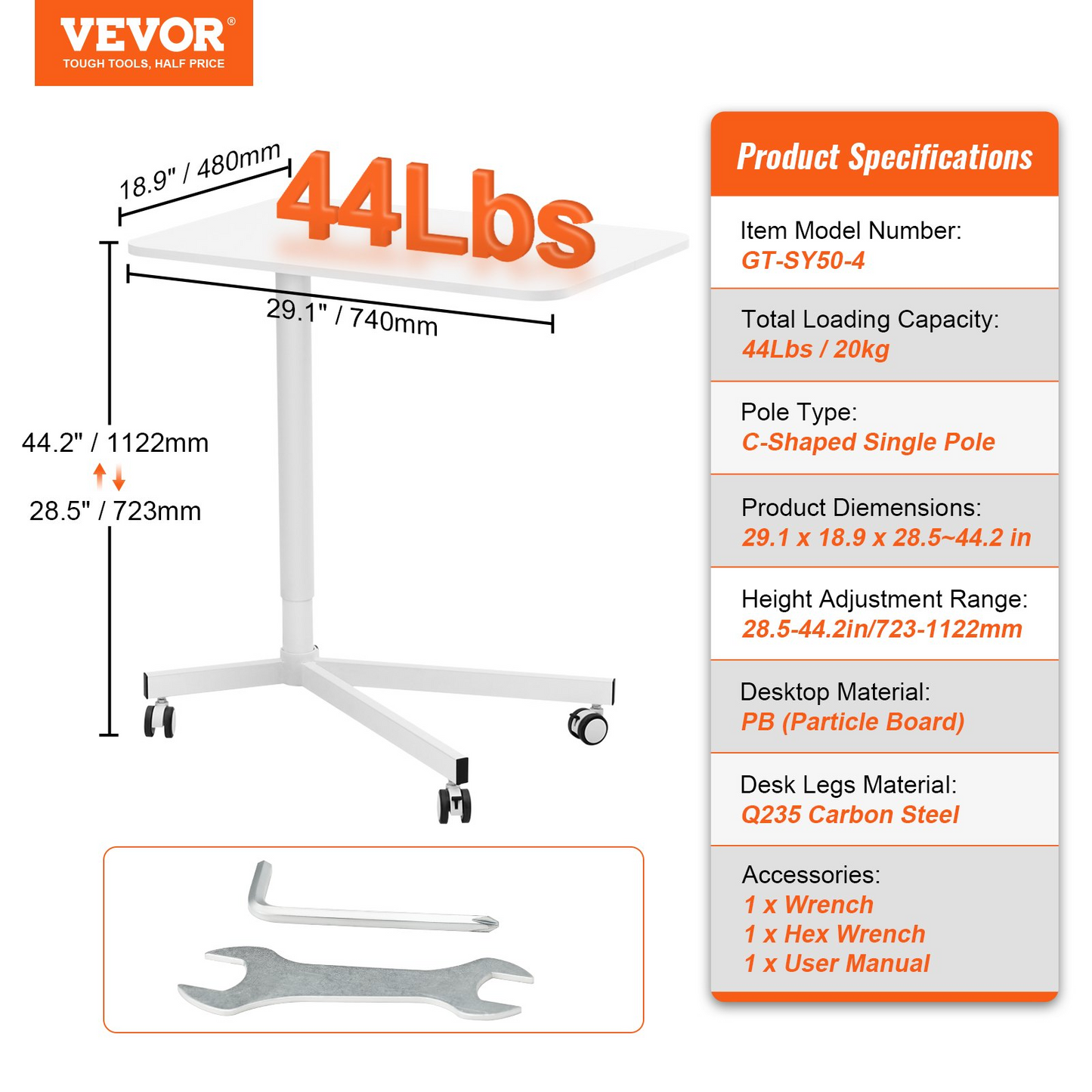 VEVOR Mobile Standing Desk | Height Adjustable Sit-Stand Laptop Cart