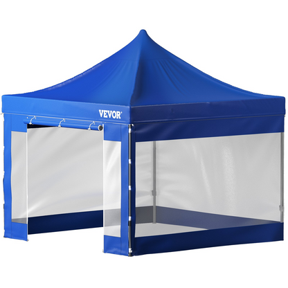 VEVOR Pop Up Canopy Tent, 10 x 10 FT, Outdoor Patio Gazebo Tent with Removable Sidewalls and Wheeled Bag, UV Resistant Waterproof Instant Gazebo Shelter for Party, Garden, Backyard, Blue