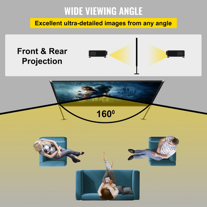 VEVOR 150-Inch Portable Projector Screen with Stand, Easy Assembly, Foldable