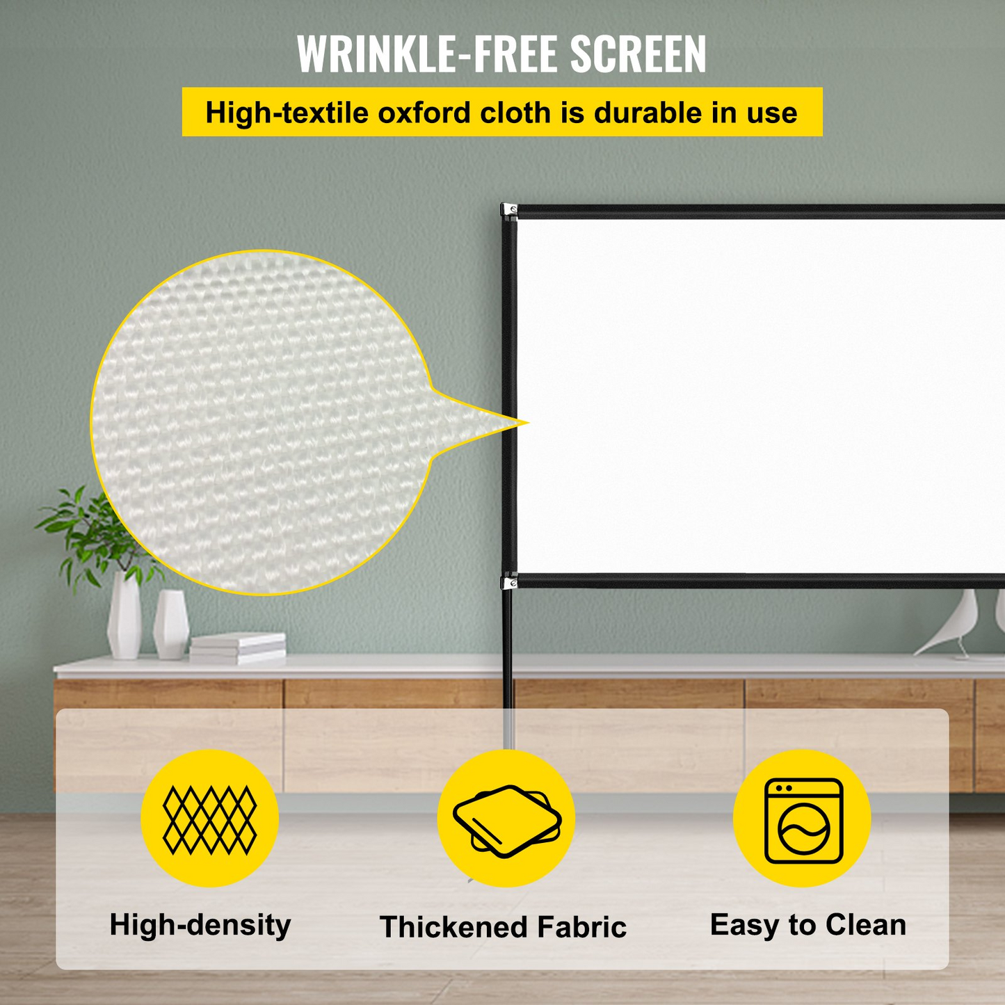 VEVOR 150-Inch Portable Projector Screen with Stand, Easy Assembly, Foldable