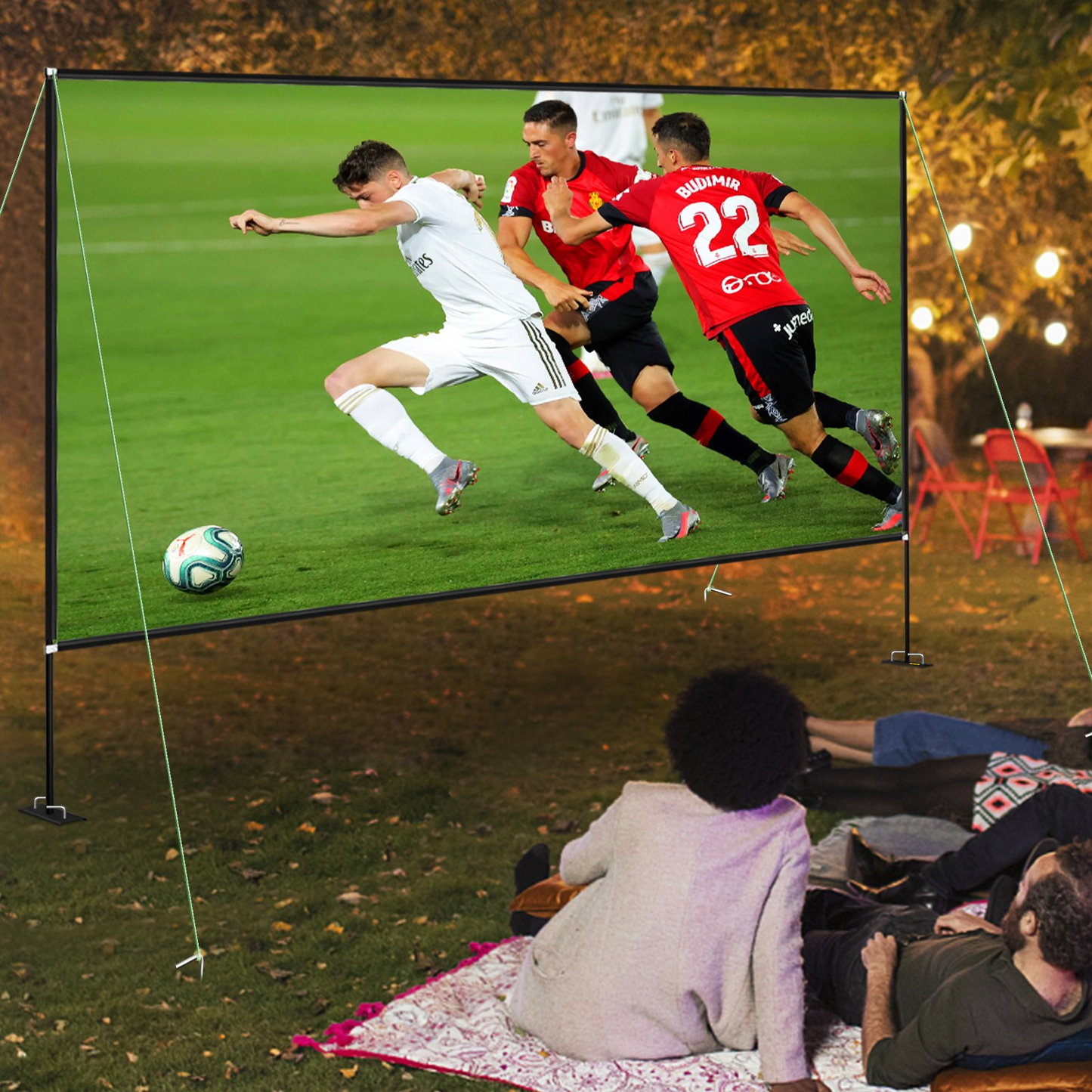 VEVOR Projector Screen with Stand 150inch Portable Movie Screen 16:9 4K HD Wide Angle Outdoor Projector Screen Stand Easy Assembly with Storage Bag for Home Theater Office Outdoor Use