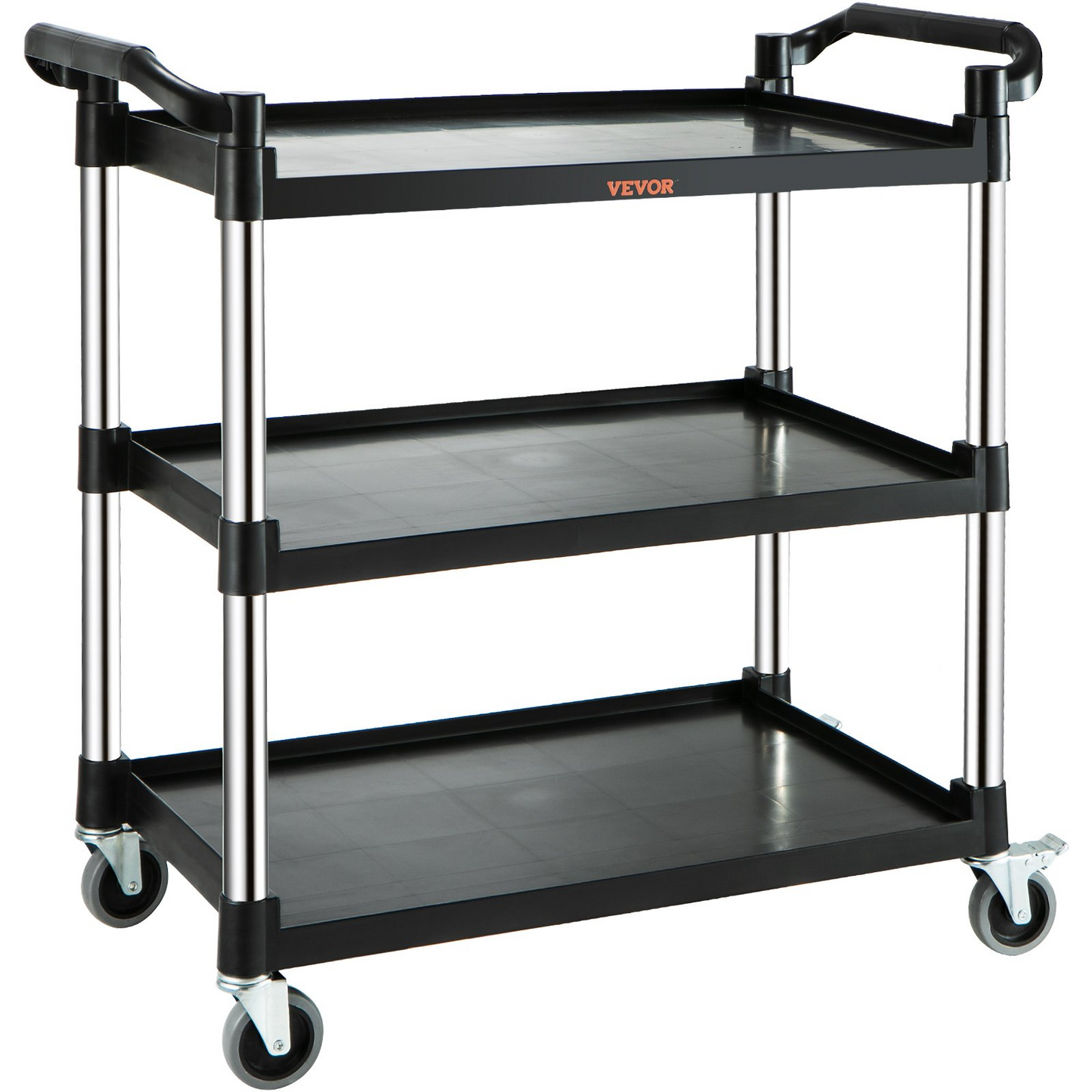 VEVOR Utility Service Cart with Wheels 3-Tier Food Service Cart 220lbs Capacity