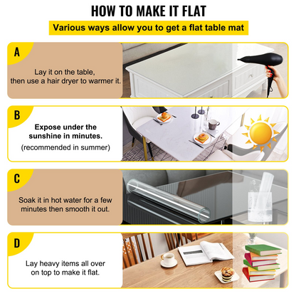 VEVOR Clear Table Cover 24"x60", 1.5mm Thick PVC Protector, Waterproof