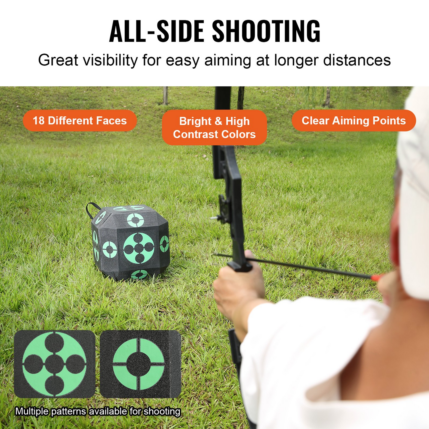 VEVOR Archery Target, 15"x15" All-side Shotting Archery Arrow Target, Outdoor Portable Archery Target with Carry Handle, Easy Arrow Removal, Great Visibility, Lightweight, Easy to Transport, Black