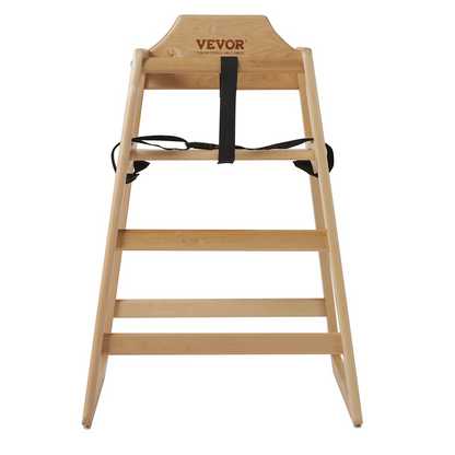 VEVOR Wooden High Chair for Babies & Toddlers, Double Solid Wood Feeding Chair, Eat & Grow Portable High Chair, Easy to Clean Baby Booster Seat, Compact Toddler Chair, Natural