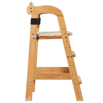 VEVOR Wooden High Chair for Babies & Toddlers, Convertible Adjustable Feeding Chair, Eat & Grow High Chair with Seat Cushion, Portable Baby Dining Booster Seat, Beech Wood Toddler Chair, Natural