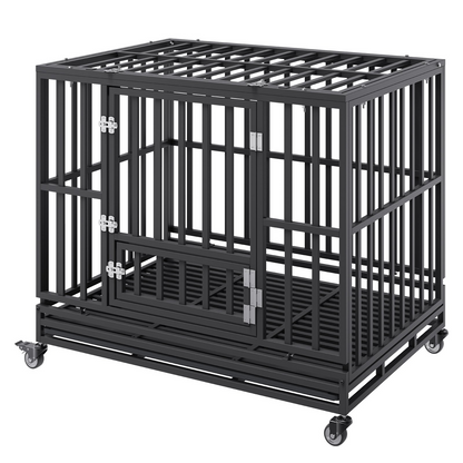 VEVOR 42" Heavy Duty Dog Crate with Wheels & Tray