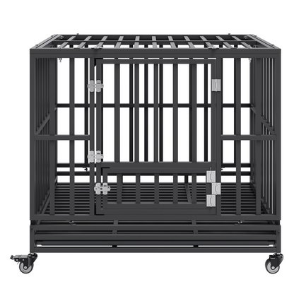 VEVOR 42" Heavy Duty Dog Crate with Wheels & Tray