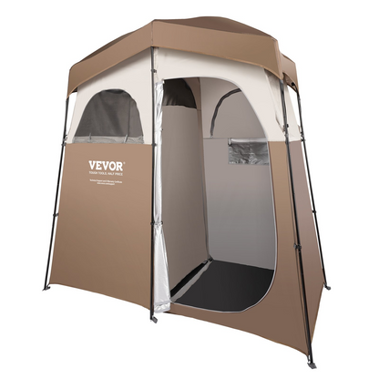 VEVOR Camping Shower Tent, 83" x 42" x 83" 2 Rooms Oversize Outdoor Portable Shelter, Privacy Tent with Detachable Top, Pockets, Hanging Rope and Clothesline, for Dressing, Changing, Toilet, Bathroom