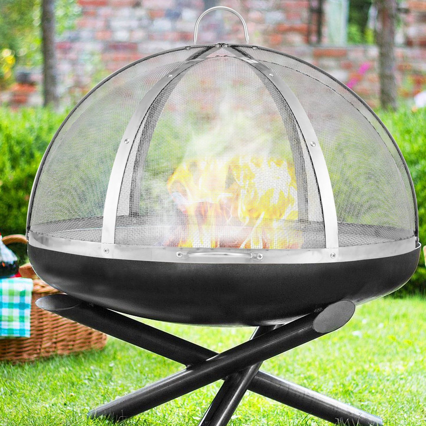 VEVOR Firepit Spark Screen Lid, 40" Diameter, Outdoor Firepit Ring Cover