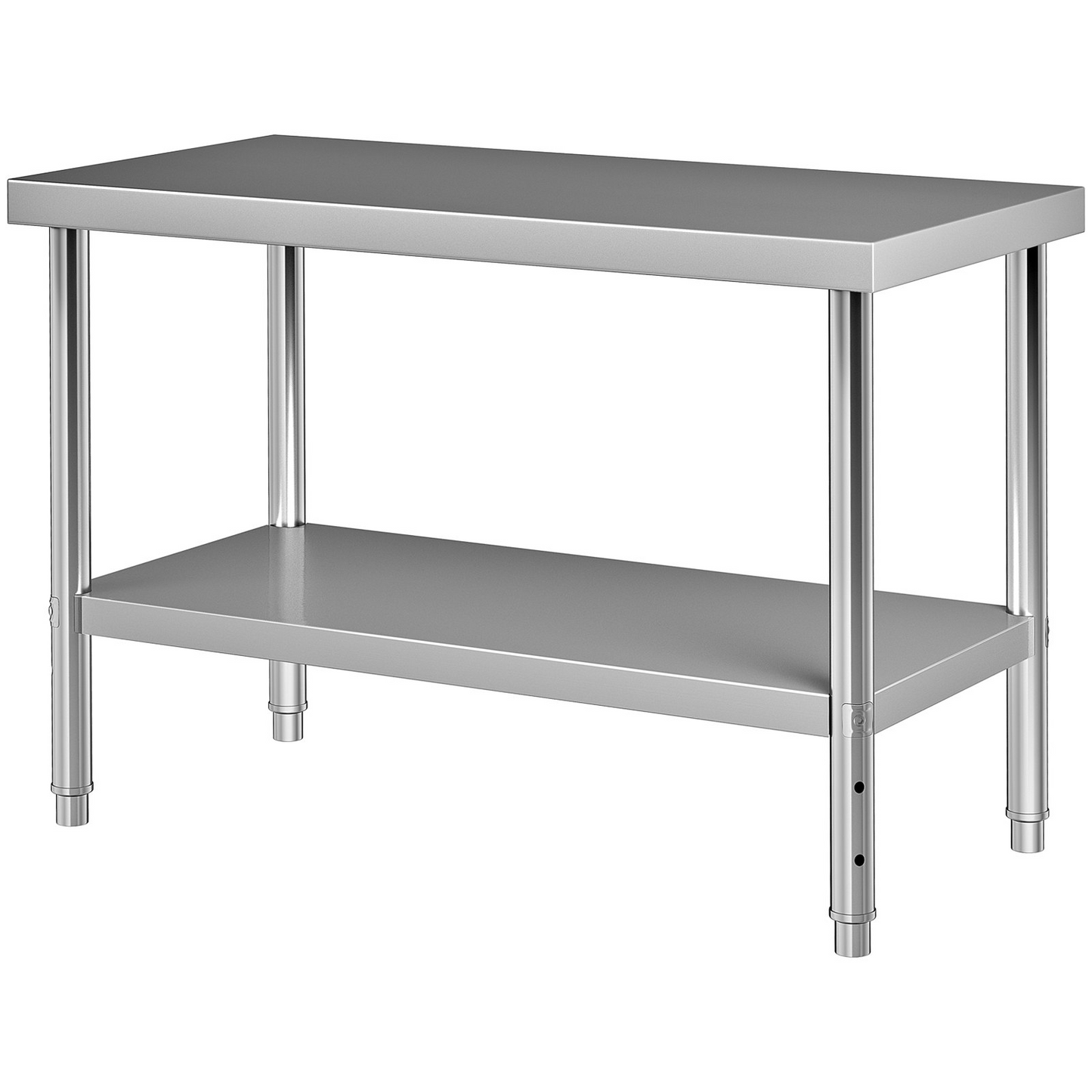 VEVOR Stainless Steel Prep Table, 48 x 30 x 34 Inch, 550lbs Load Capacity Heavy Duty Metal Worktable with Adjustable Undershelf, Commercial Workstation for Kitchen Restaurant Garage Backyard