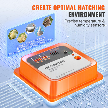 VEVOR Egg Incubator, Incubators for Hatching Eggs, Automatic Egg Turner with with Temperature and Humidity Control, 12 Eggs Poultry Hatcher with ABS Transparent Shell for Chicken, Duck, Quail