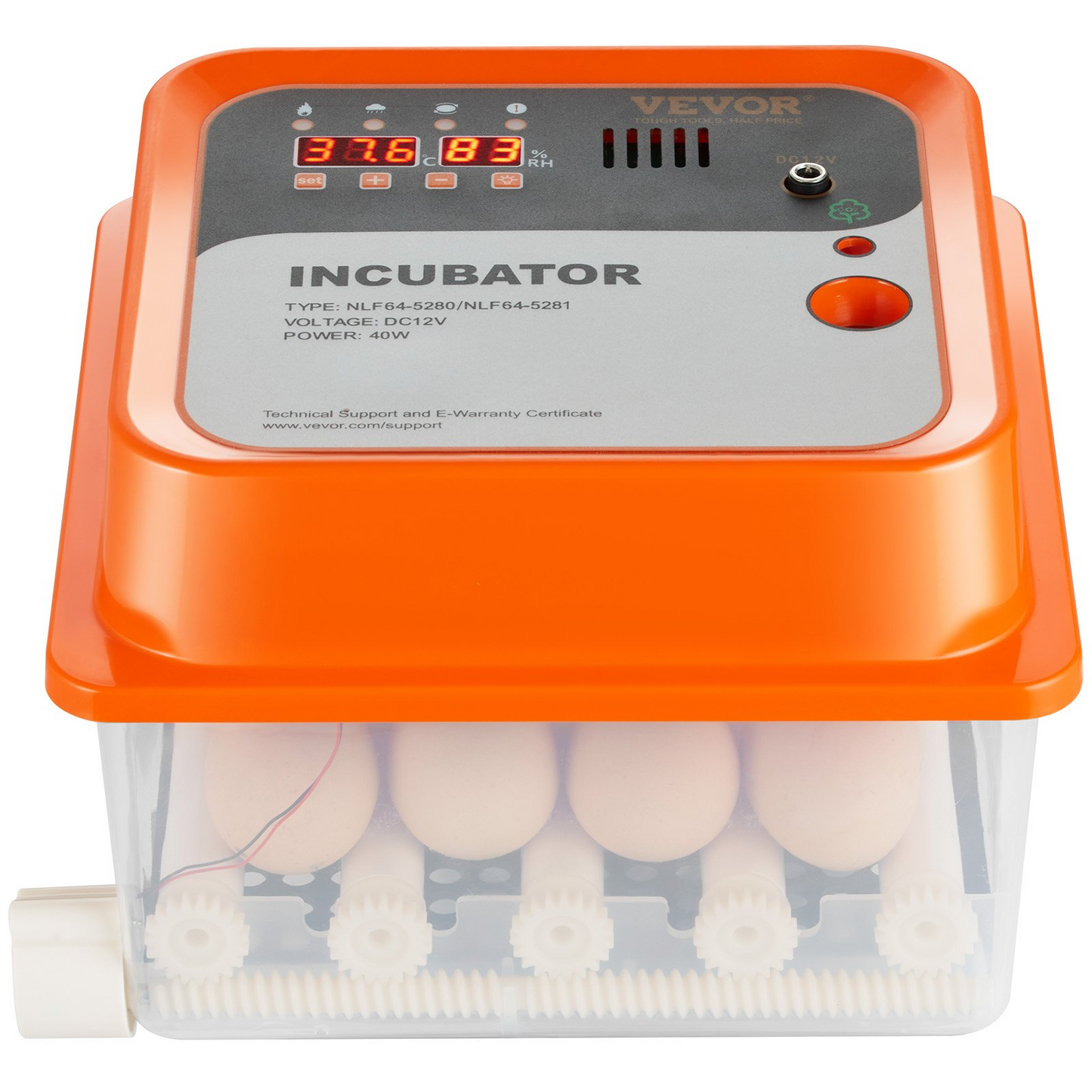 VEVOR Egg Incubator, Incubators for Hatching Eggs, Automatic Egg Turner with with Temperature and Humidity Control, 12 Eggs Poultry Hatcher with ABS Transparent Shell for Chicken, Duck, Quail