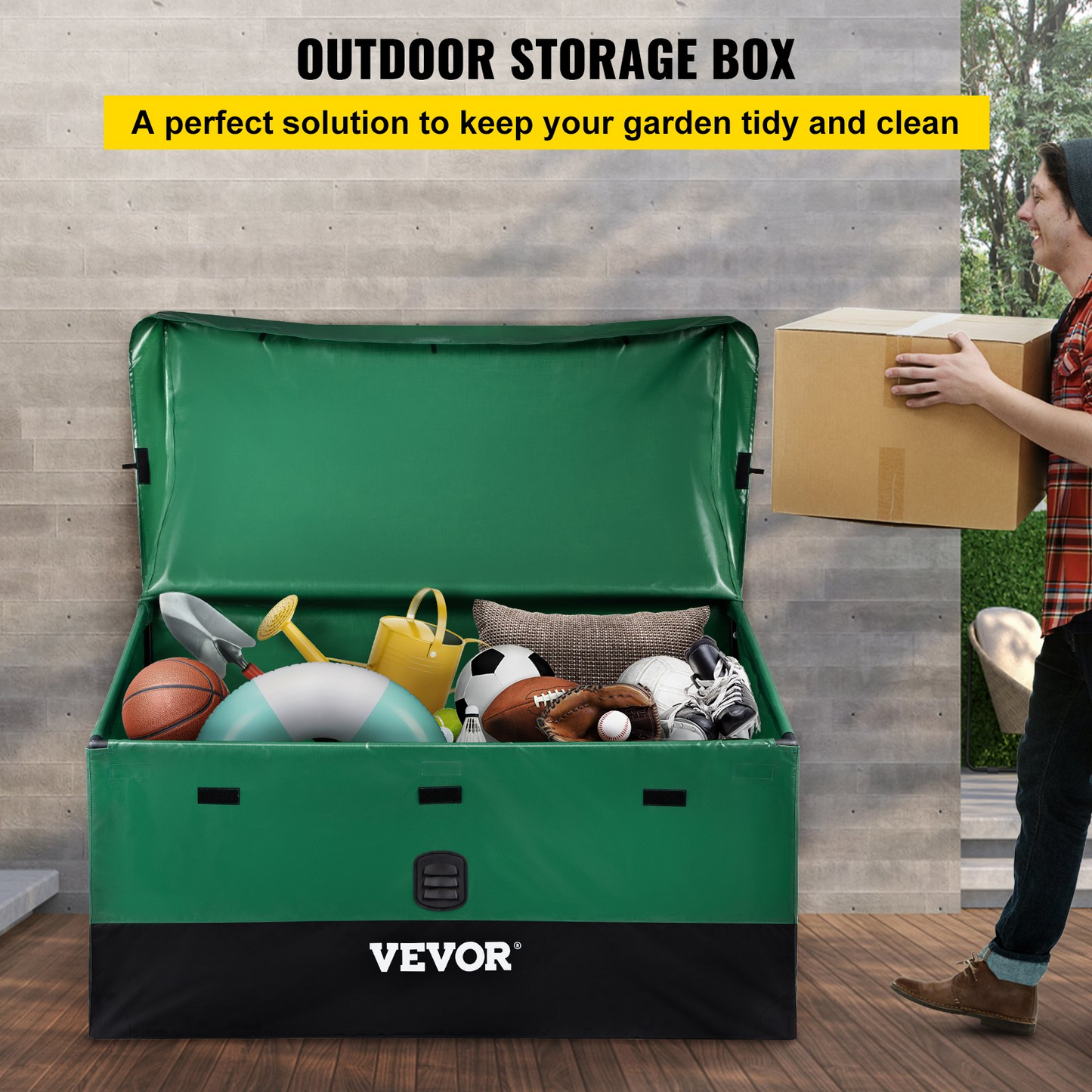 VEVOR Outdoor Storage Box Patio Deck Box 100 Gallon Waterproof PE Tarpaulin