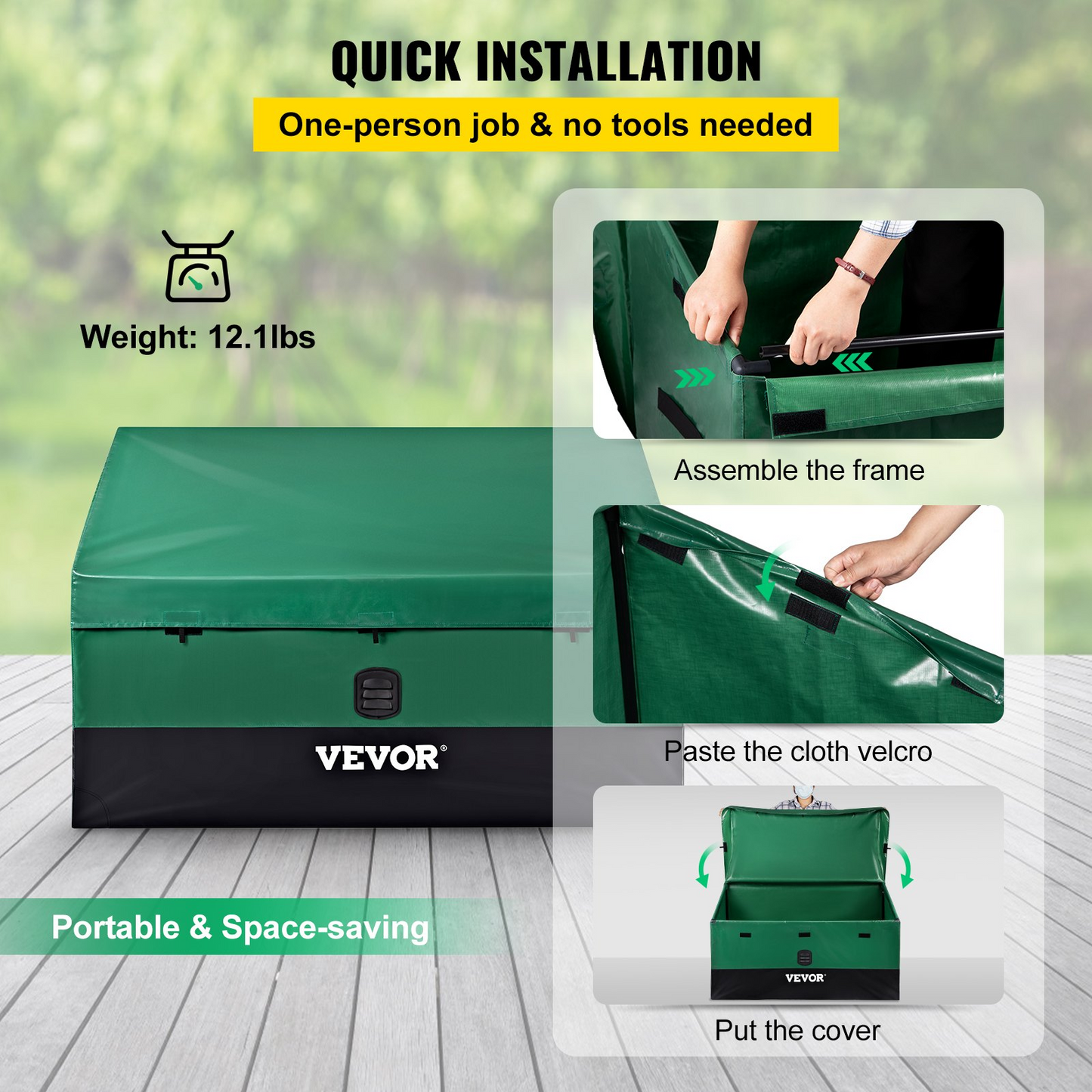 VEVOR Outdoor Storage Box Patio Deck Box 100 Gallon Waterproof PE Tarpaulin