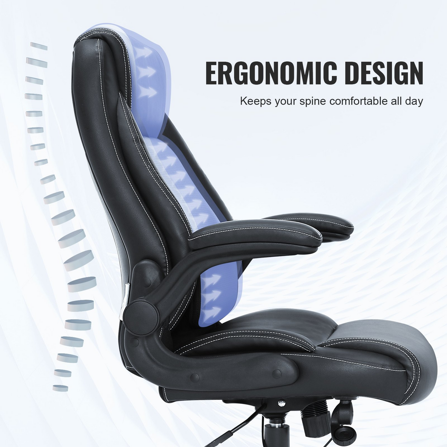 VEVOR Executive Office Chair - Ergonomic PU Leather with Adjustable Lumbar