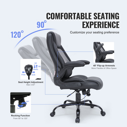 VEVOR Executive Office Chair - Ergonomic PU Leather with Adjustable Lumbar