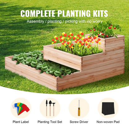 VEVOR Wooden Raised Garden Bed Planter Box 44.5x44.5x20.1" Flower Vegetable Herb