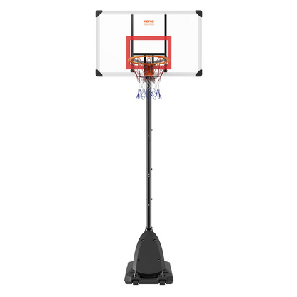 VEVOR Basketball Hoop, 7.6-10 ft Adjustable Height Portable Backboard System, 50 inch Basketball Hoop & Goal, Kids & Adults Basketball Set with Wheels, Stand, and Fillable Base, for Outdoor/Indoor