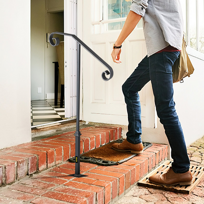 VEVOR Gray Wrought Iron Handrail for 1-2 Outdoor Steps