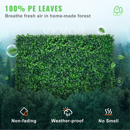 VEVOR Artificial Boxwood Panel UV 24pcs Boxwood Hedge Wall Panels Artificial Grass Backdrop Wall 24" X 16" 4 cm Green Grass Wall, Fake Hedge for Decor Privacy Fence Indoor, Outdoor Garden Backyard