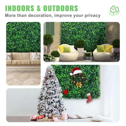 VEVOR 12PCS 20x20inch Artificial Boxwood Panels,Boxwood Hedge Wall Panels,Artificial Grass Backdrop Wall 1.6",Privacy Hedge Screen UV Protected for Outdoor Indoor Garden Fence Backyard