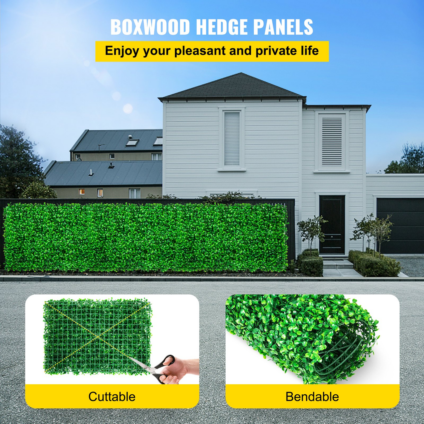 VEVOR Artificial Boxwood Panel UV 4pcs Boxwood Hedge Wall Panels Artificial Grass Backdrop Wall 24X16" 4 cm Green Grass Wall Fake Hedge for Decor Privacy Fence Indoor Outdoor Garden Backyard