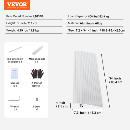 VEVOR Door Threshold Ramp, 1" Rise, 800 lbs Load Capacity, Door Ramp for Wheelchairs, Aluminum Threshold Ramp for Doorways, Adjustable Modular Threshold Ramp for Wheelchairs, Scooters, Power Chairs