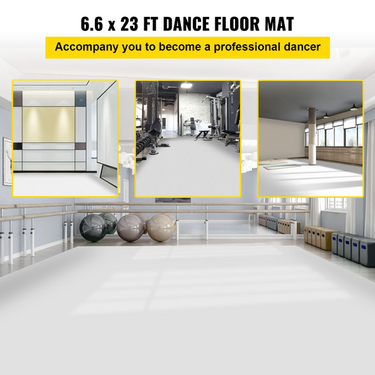 VEVOR Reversible Dance Floor: 6.6x23 ft, Non-Slip, Black/White