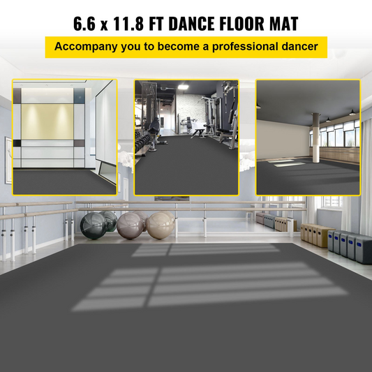 VEVOR Reversible Dance Floor Roll - 6.6x11.8ft, Non-Slip PVC