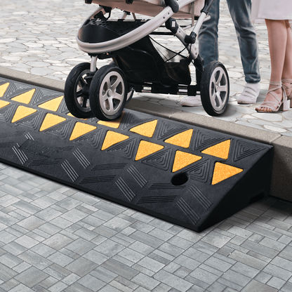 VEVOR Rubber Curb Ramp 3.7" Rise Height Sidewalk Curb Ramp, 10" Width 39.4" Length Driveway Ramp for Curb, 15T Heavy Duty Rubber Ramp for Forklifts, Trucks, Buses, Cars, Wheelchairs, Bikes