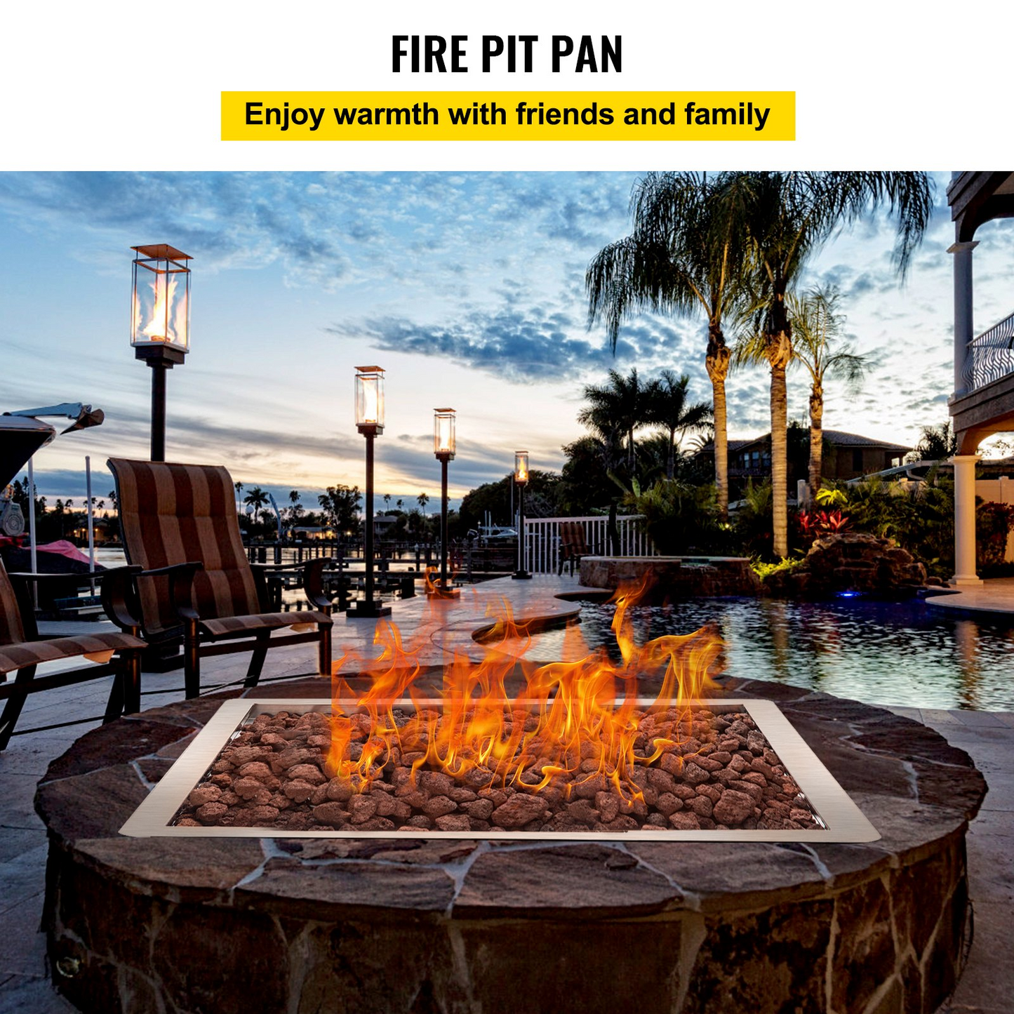 VEVOR Drop in Fire Pit Pan, 18" x 18" Square Fire Pit Burner