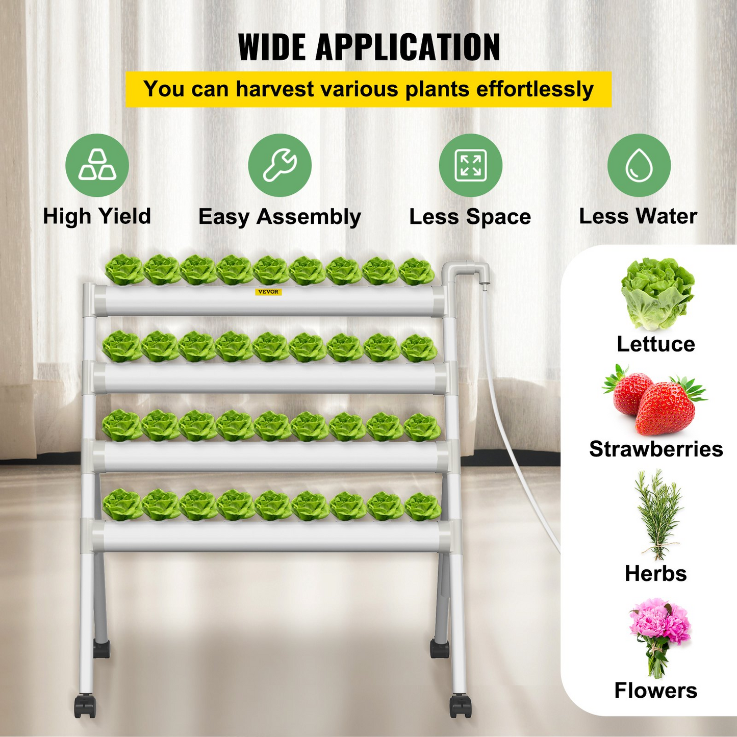 VEVOR 36-Site Hydroponics Growing System - 4-Layer Indoor Planting Kit with Pump & Timer