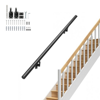 VEVOR Handrail Stair Railing, 4 ft, Wall Mount Handrails for Indoor Stairs, Thickened Aluminum Alloy Hand Rail with Installation Kit, 440 LBS Load Capacity Stairway Railing for Outdoor Stairs