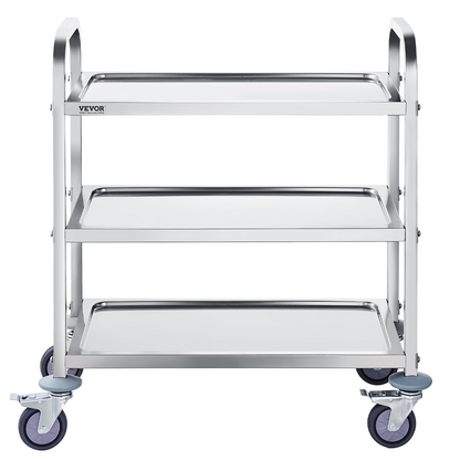 VEVOR Stainless Steel Utility Cart 3-Layer 400lb Lockable Wheels