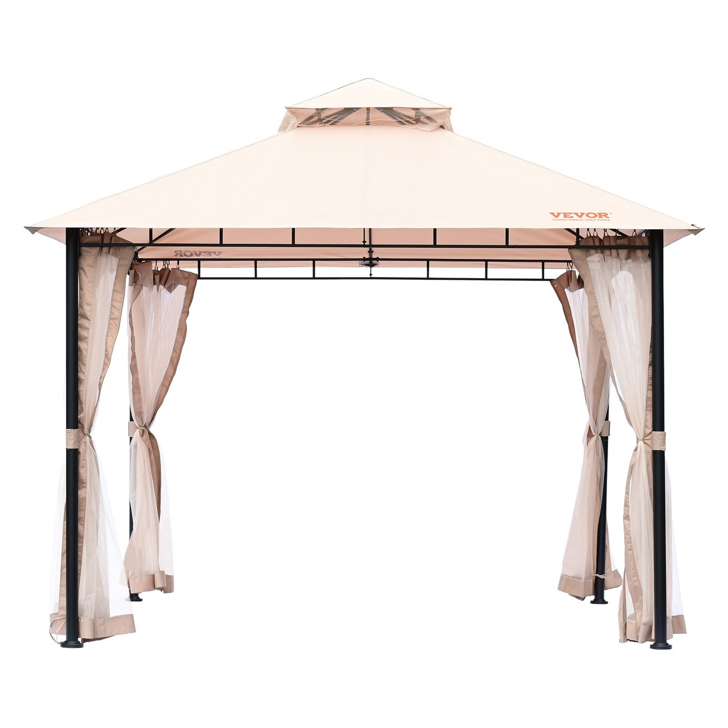 VEVOR Patio Gazebo for 6-8 Person, 10 x 10 FT Backyard Gazebo, with Mosquito Netting, Metal Frame, and PU Coated 180G Polyester, Outdoor Canopy Shelter for Patio, Backyard, Lawn, Garden, Deck