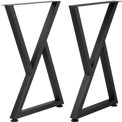 VEVOR Metal Table Legs, 28x18 inch Desk Legs, Set of 2, Heavy Duty Bench Legs, Z Shape Metal Furniture Legs, Wrought Iron Coffee Table Legs, Home DIY for Dining Table w/ Rubber Floor Protectors, Matte