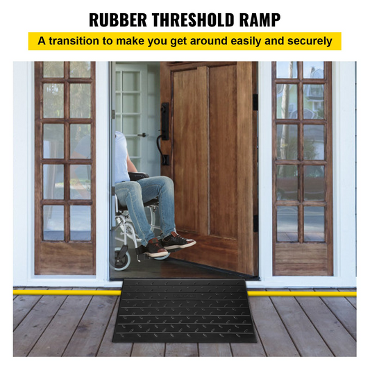 VEVOR 2.6" Rubber Threshold Ramp, 3-Channel, 2200 Lbs Capacity for Wheelchairs