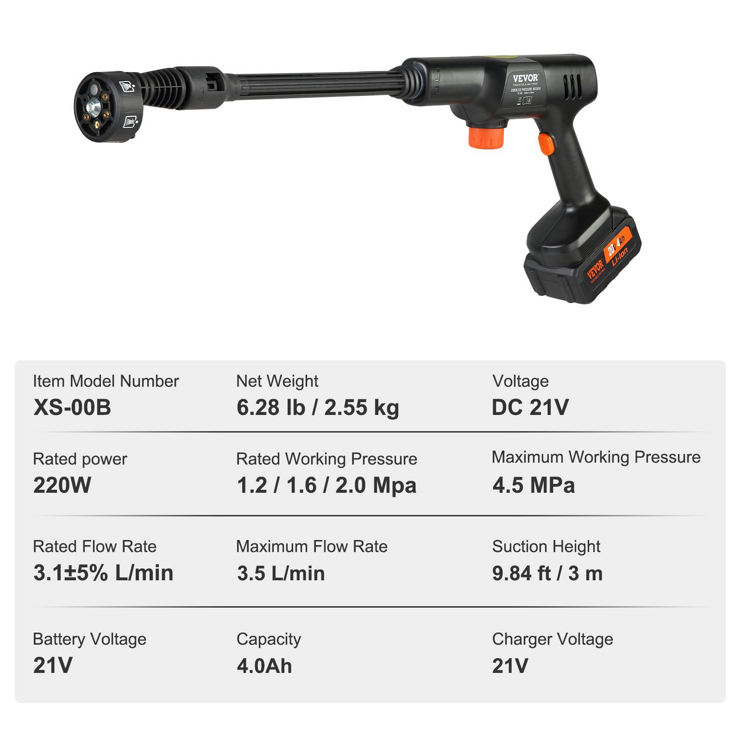 VEVOR Cordless Pressure Washer – 652-PSI, Portable Power Cleaner with 6-in-1 Nozzle